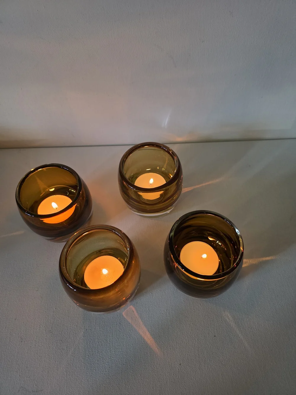 Mikasa Amber and Clear Glass Tealight Holders - Set of 4